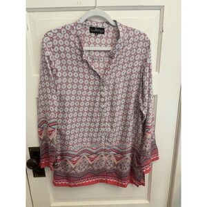 Liza Byrd Women's Pink Patterned Tunic Size Medium